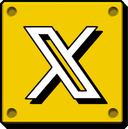 X.com logo button in super mario style